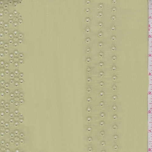 2 YD PC-Pale Green Eyelet Stripe Cotton Fabric