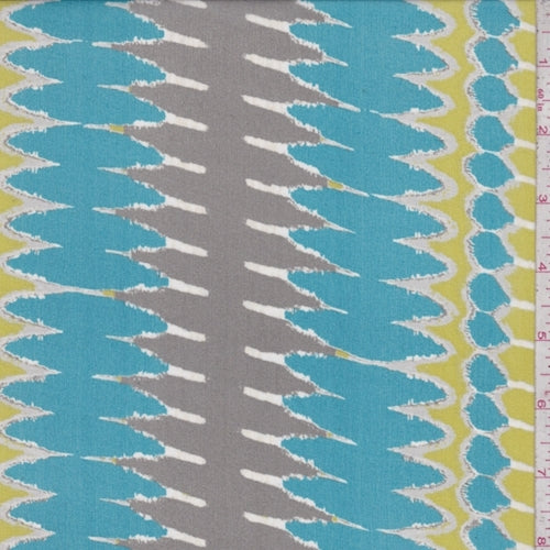 4 1/4 YD PC-Aqua/Citron/Grey Abstract Silk Chiffon Fabric