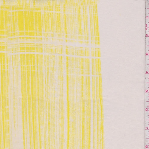 Ecru/Lemon Brush Stroke Crepe de Chine Fabric