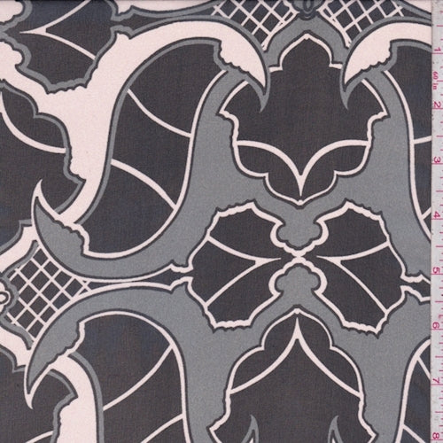Pale Blush/Black Art Deco Silk Chiffon Fabric