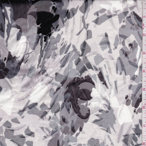 3 3/8 YD PC-Silver/Grey/Brown Abstract Silk Satin Charmeuse