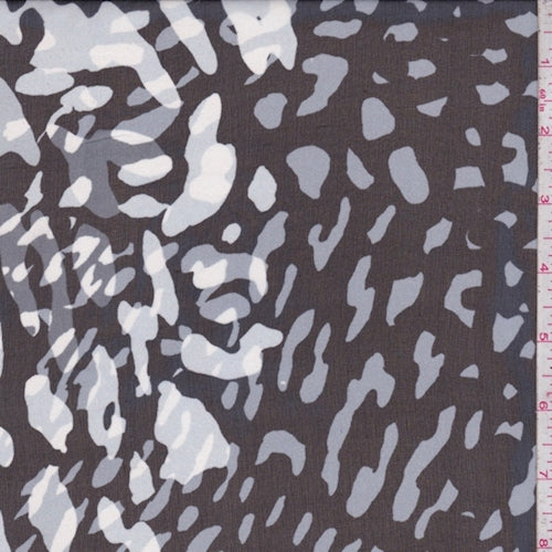 2 YD PC-Black/Cloud/Pewter Animal Print Silk Chiffon Fabric