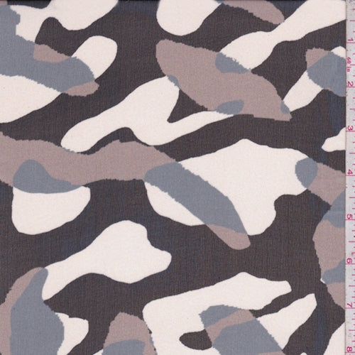 1 YD PC-Black/Ivory/Taupe Abstract Silk Chiffon Fabric