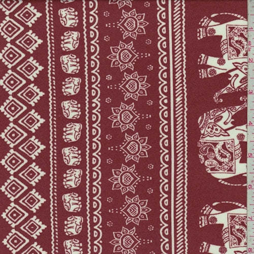 Sienna/White Elephant Stripe Double Brushed Jersey Knit Fabric