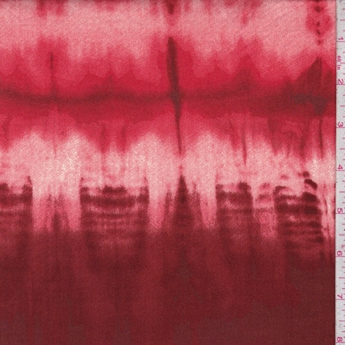 3 YD PC-Rust/Pale Red Tie Dye Stripe Double Brushed Jersey Knit Fabric