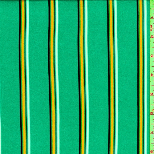 Sea Green Multi Stripe Double Brushed Jersey Knit Fabric
