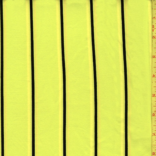 Neon Yellow Stripe Double Brushed Jersey Knit Fabric