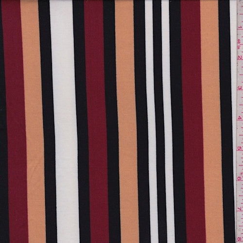 Beige/Wine/Black Stripe Double Brushed Jersey Knit Fabric