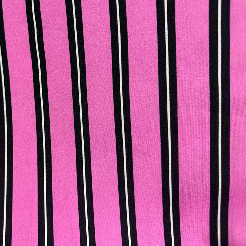 Hot Pink/Black Stripe Double Brushed Jersey Knit Fabric
