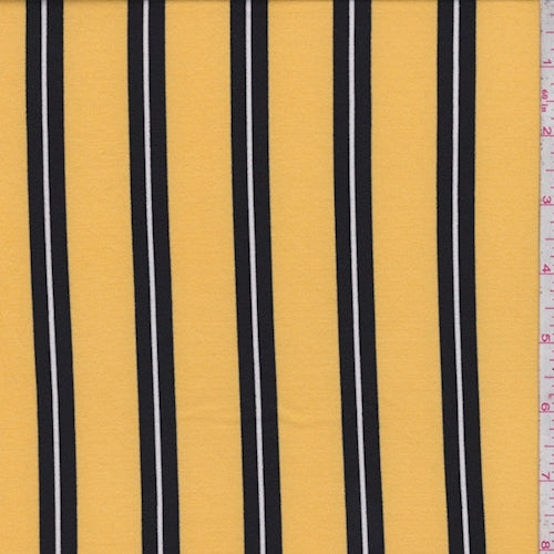 Maize Yellow/Black Stripe Double Brushed Jersey Knit Fabric