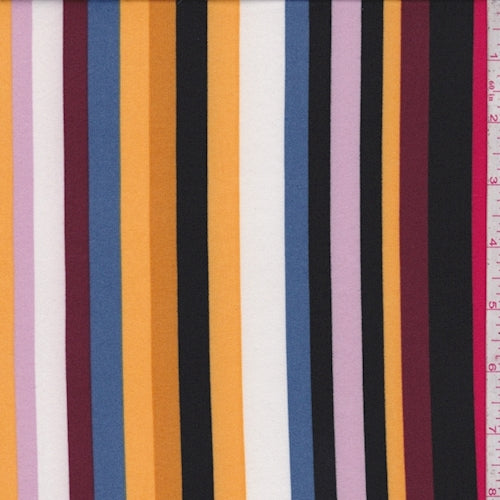 Gold/Wine/Black Stripe Double Brushed Jersey Knit Fabric