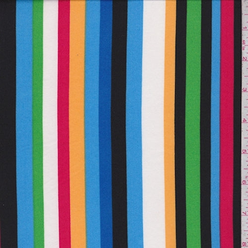 Blue/Green/Pink Stripe Double Brushed Jersey Knit Fabric