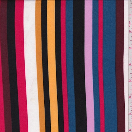 Berry/Gold/Black Stripe Double Brushed Jersey Knit Fabric