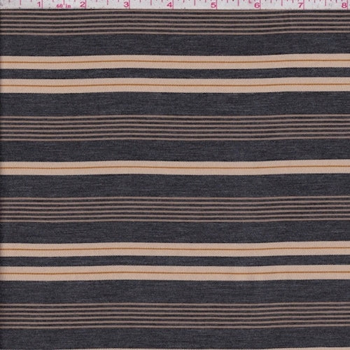 Slate Black/Beige Stripe Shirting Fabric