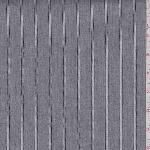 3 7/8 YD PC-Heather Grey Stripe Wool Blend Flannel Suiting Fabric