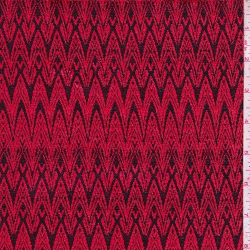 2 1/2 YD PC-Cherry/Black Art Deco Jacquard Double Knit Fabric