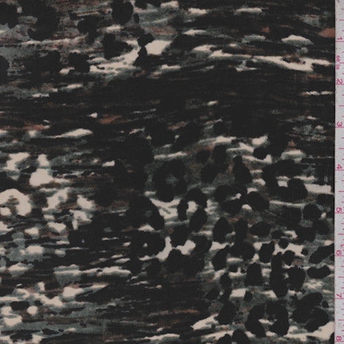 1 1/4 YD PC-Jade/Beige/Black Camo Burnout Panne Velvet Fabric