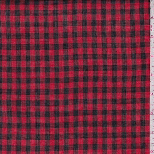Cherry/Black Check Cotton Lawn Fabric