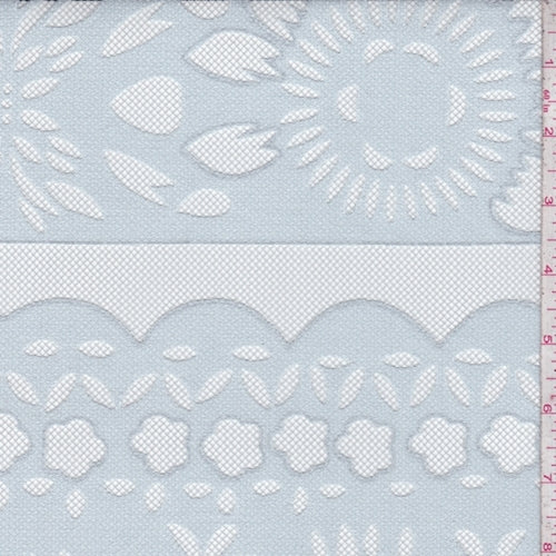 2 YD PC-Light Blue Smoke Floral Deco Mesh Lace Fabric