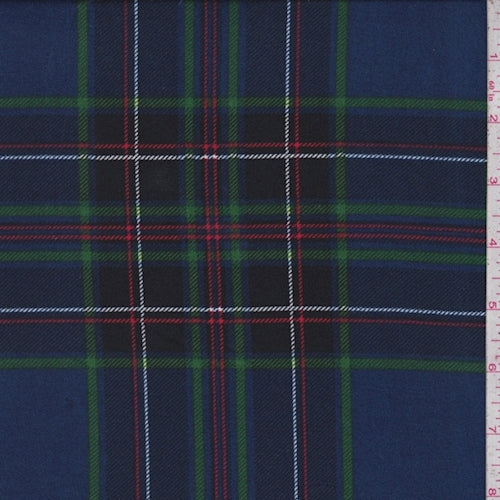 Violet Blue/Green Plaid Double Brushed Jersey Knit Fabric