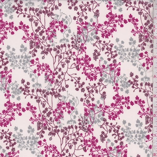 Pale Pink Floral Vine Knit Activewear Fabric