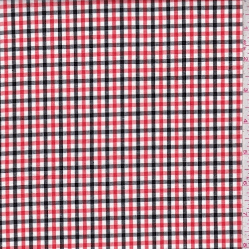 Fire/Black/White Check Cotton Shirting Fabric