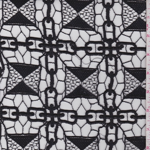 Black Chain Link Square Guipure Lace Fabric
