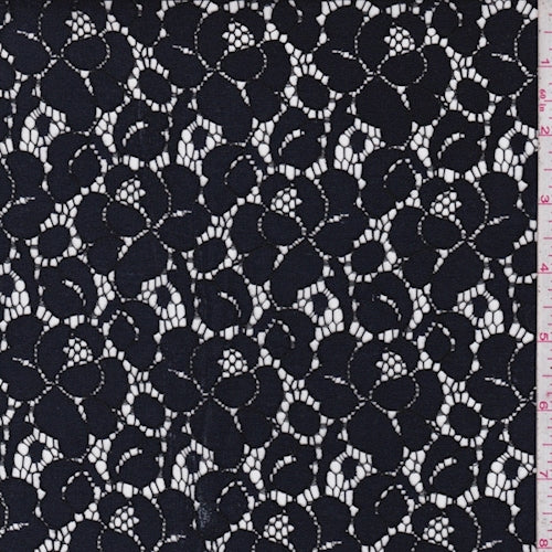 2 YD PC-Navy/Black Floral Lace Fabric