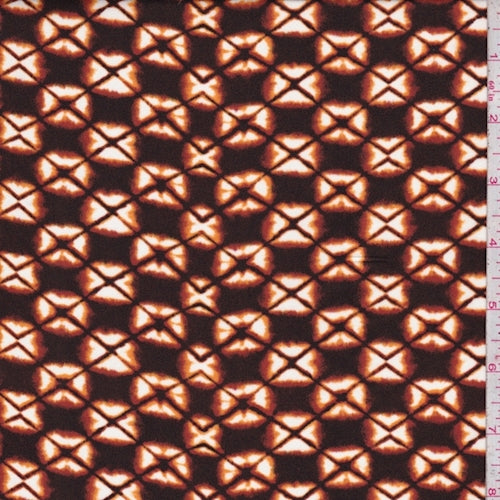 3/4 YD PC-Brown/Rust Diamond Ikat Crepe Georgette Fabric
