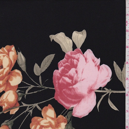 ITY Black/Blush Rose Jersey Knit Fabric