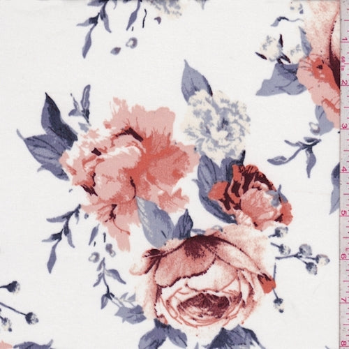 ITY Ivory/Blush Rose Bouquet Jersey Knit Fabric