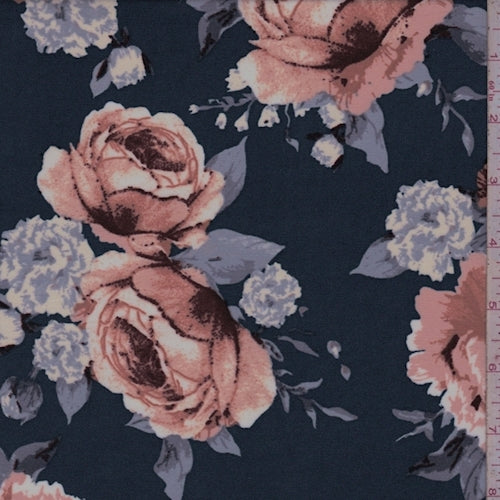 ITY Ocean/Blush Rose Bouquet Jersey Knit Fabric