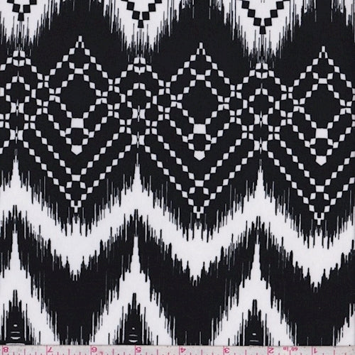 ITY White/Black Ikat Chevron Jersey Knit Fabric