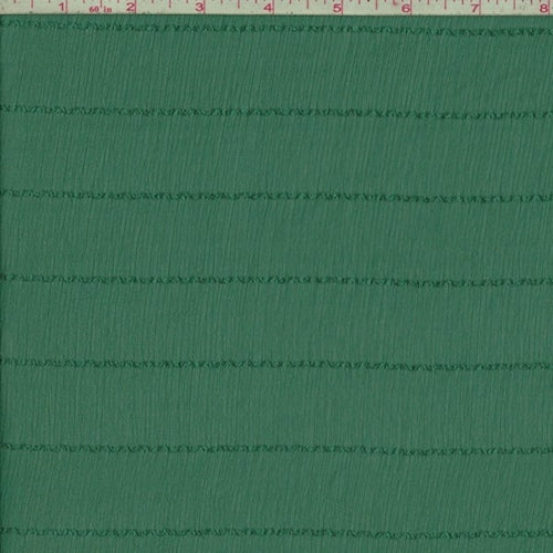 Emerald Stripe Crinkle Chiffon Fabric