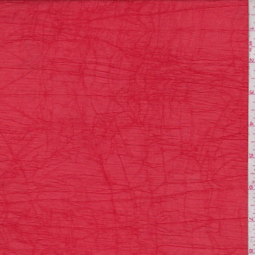 Fiery Red Crinkled Chiffon Fabric