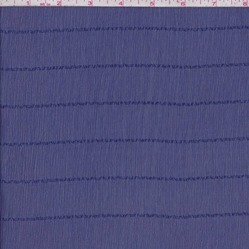 Deep Violet Blue Stripe Crinkle Chiffon Fabric