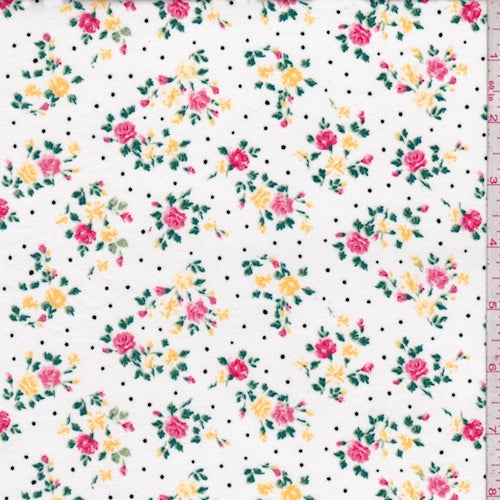 Alabaster Floral Pin Dot Double Brushed Jersey Knit Fabric