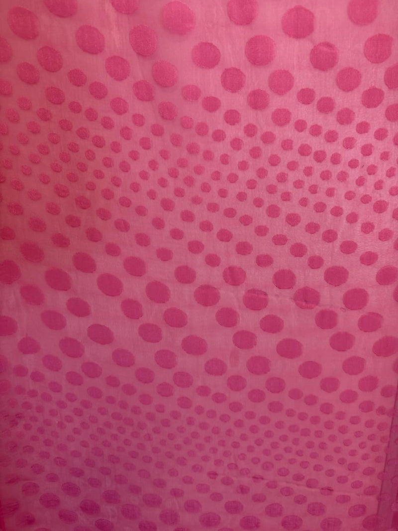 Hot Pink Polka Dot Jacquard Chiffon Fabric