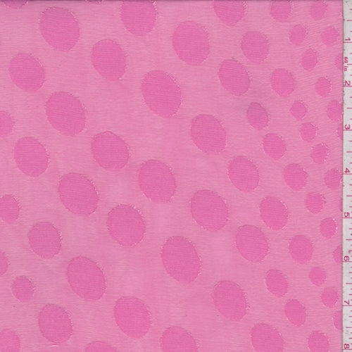 Hot Pink Polka Dot Jacquard Chiffon Fabric