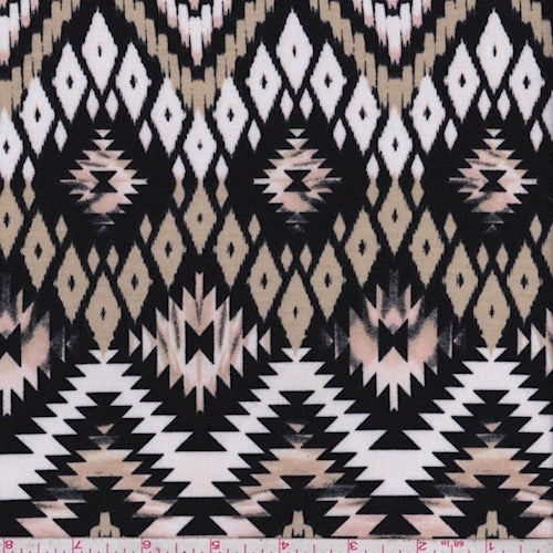 Black/Sand Southwest Print Jersey Knit Fabric