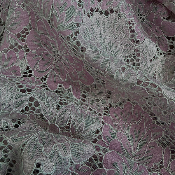 1 5/8 YD PC-Carnation/White Floral Lace Fabric