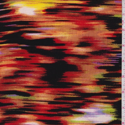 3 YD PC-Red/Black/Orange Ikat Wave Jersey Knit Fabric