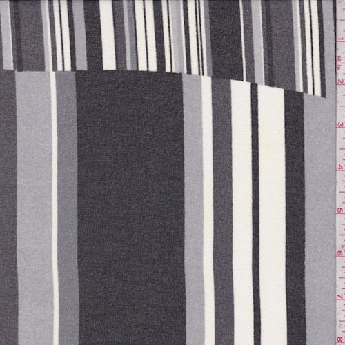Black/Grey/White Stripe Block Crepe Georgette Fabric