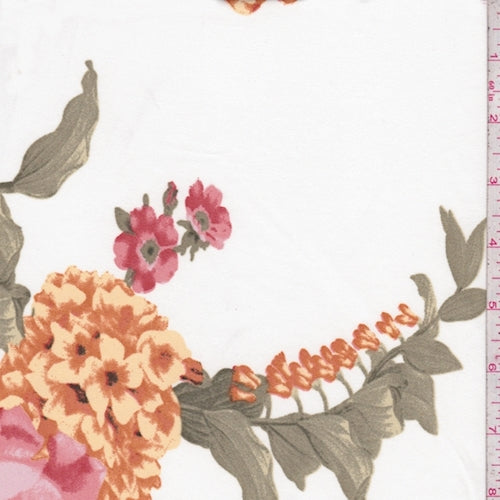 1 7/8 YD PC-ITY Light Cream Hydrangea Jersey Knit Fabric