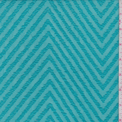 Dark Turquoise Chevron Jacquard Chiffon Fabric