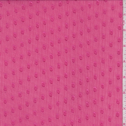 Deep Pink Dot Jacquard Crinkle Chiffon Fabric