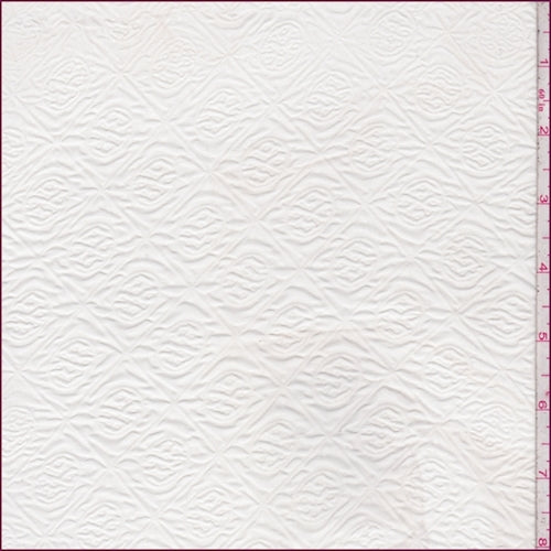 Winter White Deco Lattice Embossed Chiffon Fabric