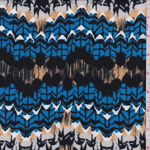 Royal/Butterscotch/Black Mosaic Jersey Knit Fabric