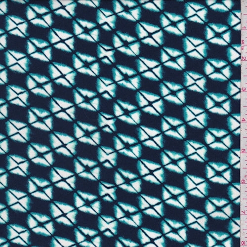 3 3/4 YD PC-Navy/Teal Diamond Ikat Crepe Georgette Fabric