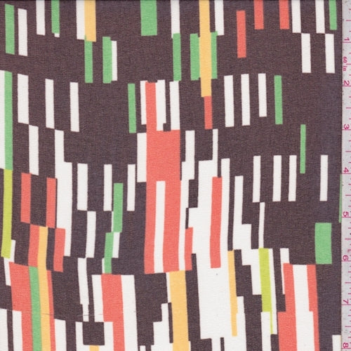 4 1/8 YD PC-Dark Brown Multi Pixel Crepe Georgette Fabric